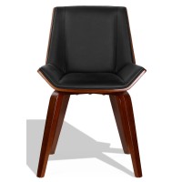 Chaise Nordic Plywood S avec similicuir et coussin en noyer