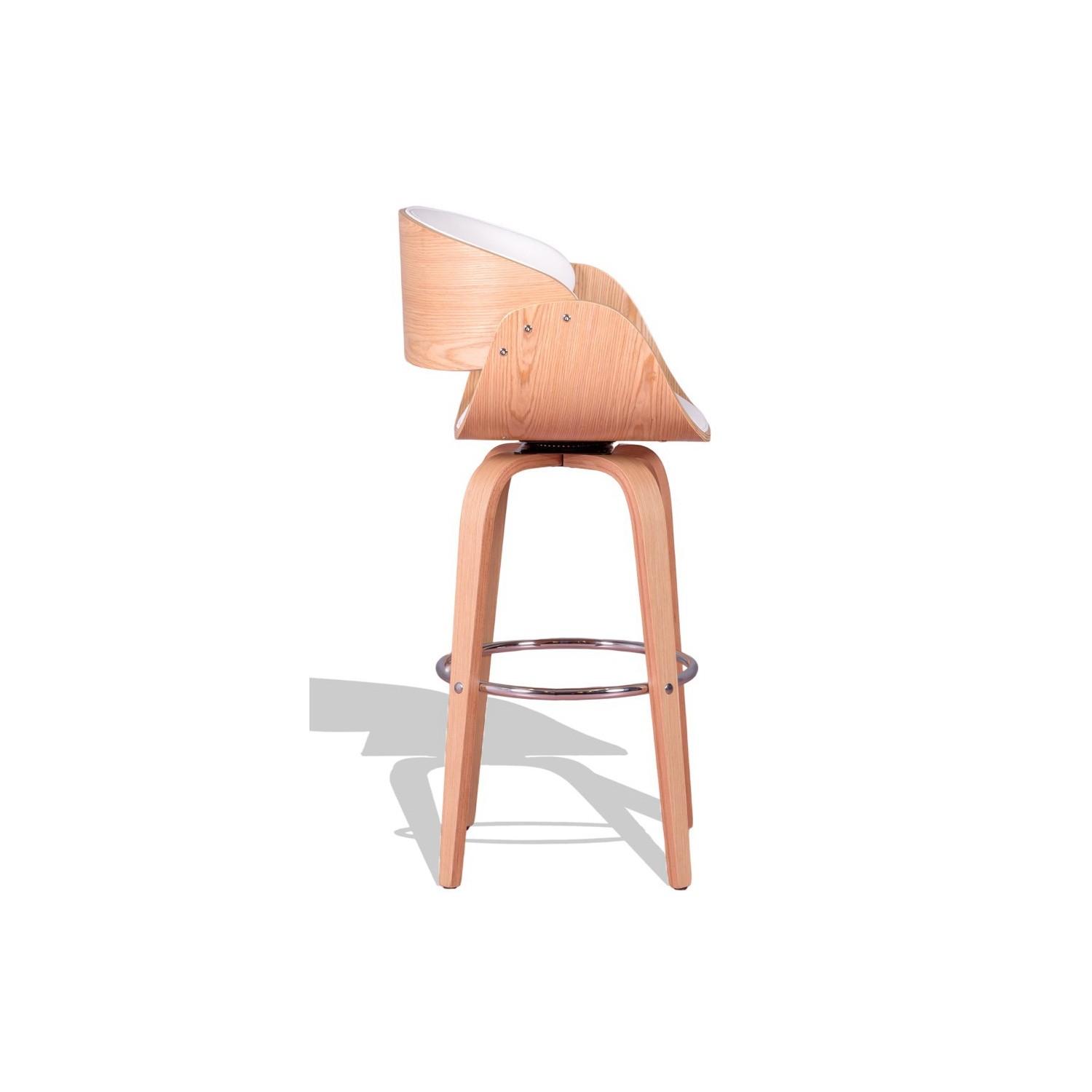 Burrow stool in maple wood and leatherette cushion