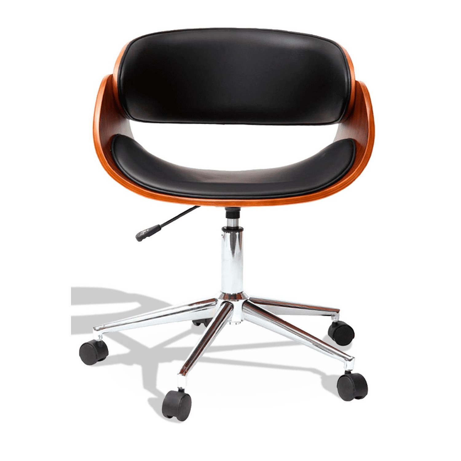 Office Chair in Walnut Wood and Faux Leather