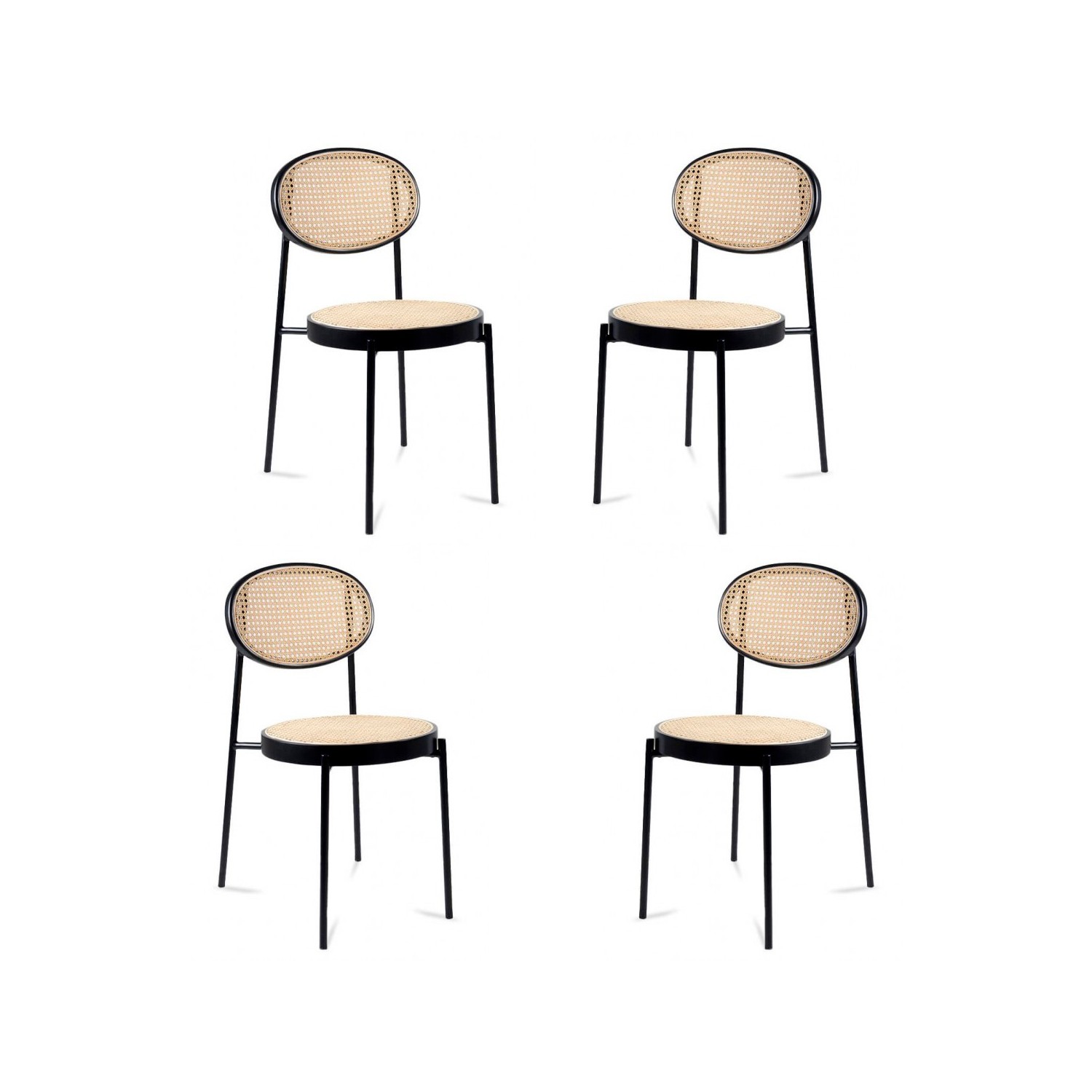 Preston Stuhl aus natürlichem Rattan und schwarz lackiertem Aluminium
